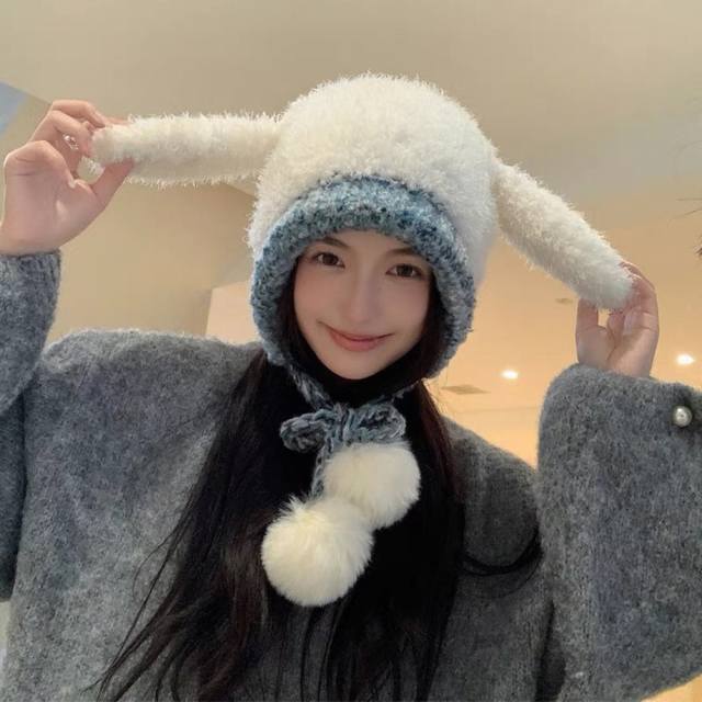Moncler new winter cute plush rabbit earmuffs anti-thick warm windproof Lei Fen