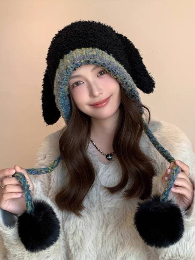 Moncler new winter cute plush rabbit earmuffs anti-thick warm windproof Lei Fen