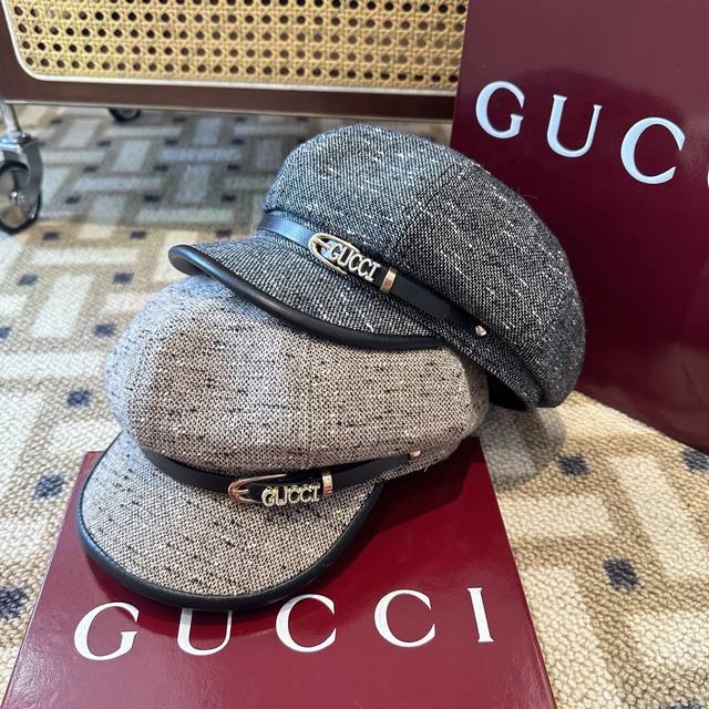 Gucci's new octagonal hat. A high-end, designer-style look! Simple and stylish,