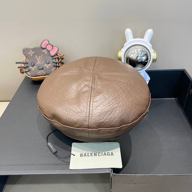 Balenciaga Paris family new leather beret women's autumn British retro painter h