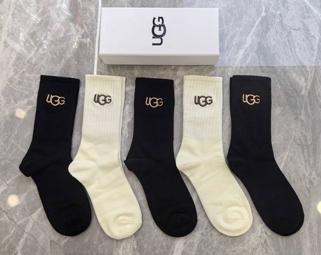 Special counter packaging Ugg new cashmere mid-length stacked socks! Five pairs