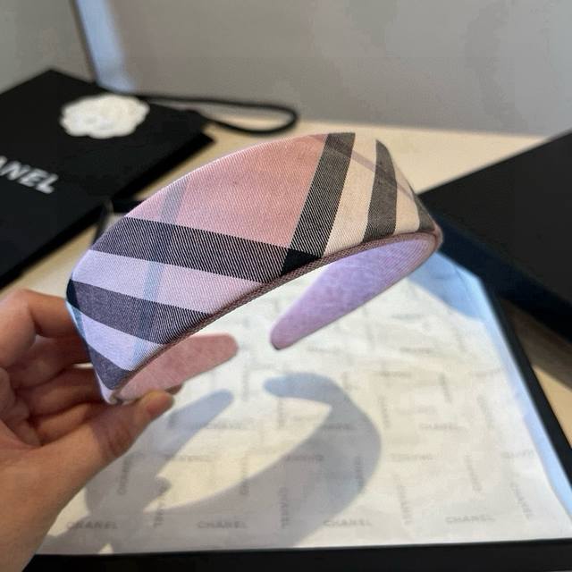 Burberry plaid headband, super cute pink