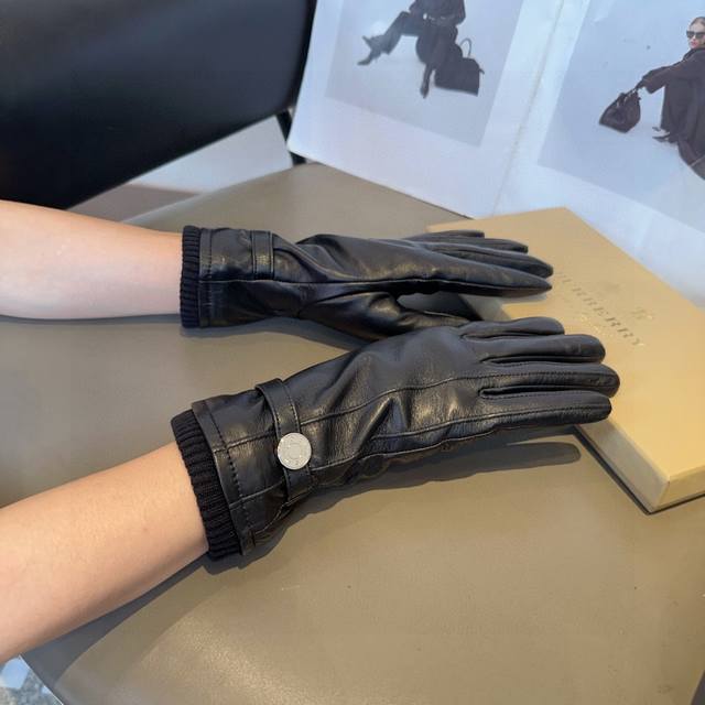 Burberry sheepskin gloves, fashionable gloves, warm lining for autumn and winter