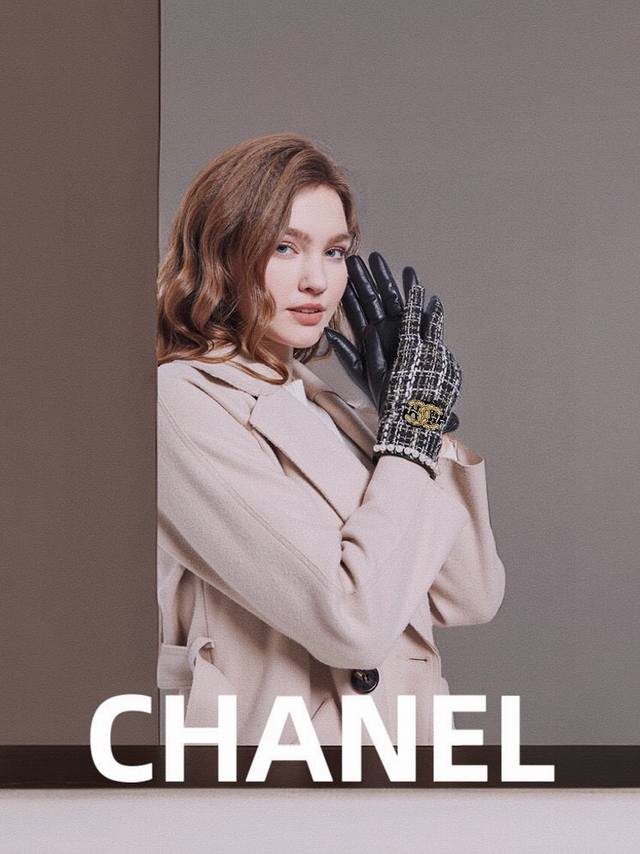 Chanel Chanel European new top original women's high-end half-finger gloves Chan