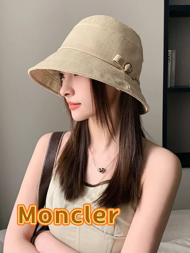 Moncler spring and summer new Korean version of the bow fisherman hat women's su