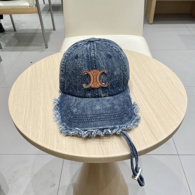 Celine Celine denim duckbill hat women's washed old frayed baseball cap fashion