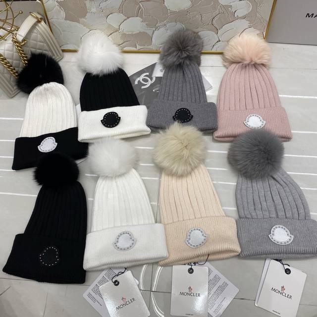 Moncler rabbit fur knitted hat