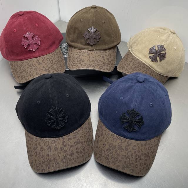 Chrome Hearts colorblock leopard print baseball cap
