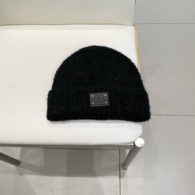 Moncler knitted beanie, with a QR code included. High-quality, high-end, and su