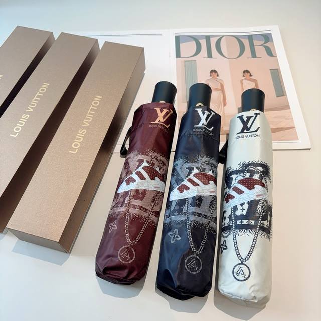 Louis Vuitton tri-fold automatic folding umbrella with new coating technology an