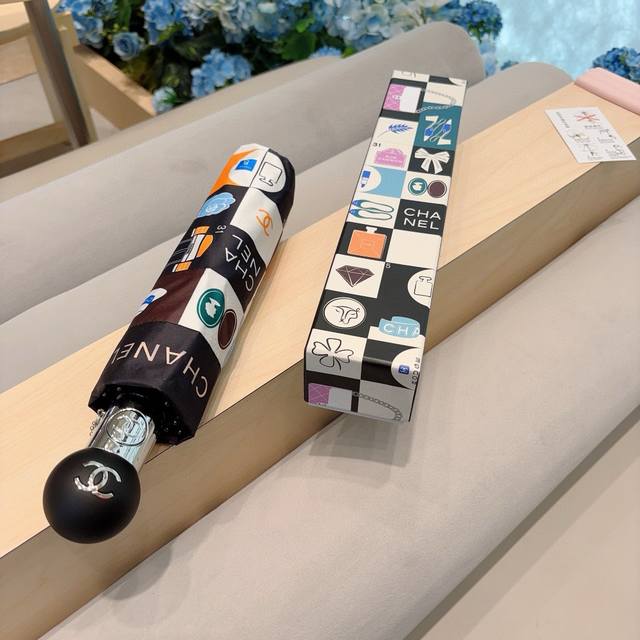Chanel Chanel tri-fold automatic folding umbrella uses Taiwan imported UV anti-u
