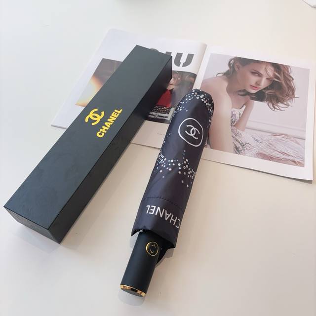 Chanel Chanel tri-fold automatic folding umbrella uses Taiwan imported UV anti-u