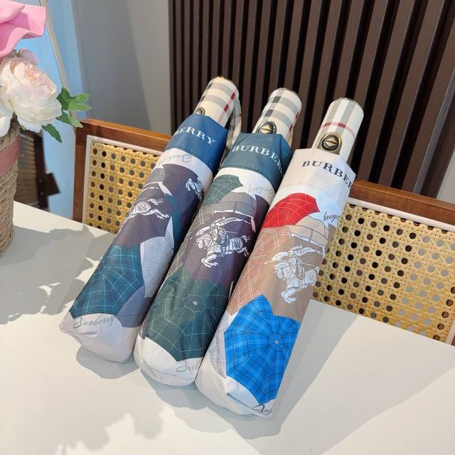 Burberry's Warhorse tri-fold, automatic folding umbrella is the pinnacle of the