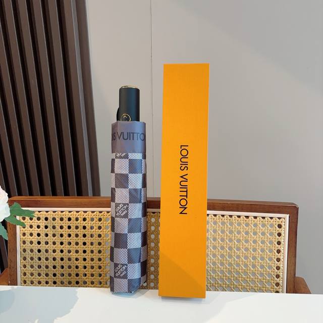 Louis Vuitton Checkerboard Tri-Fold Automatic Folding Umbrella with new coating
