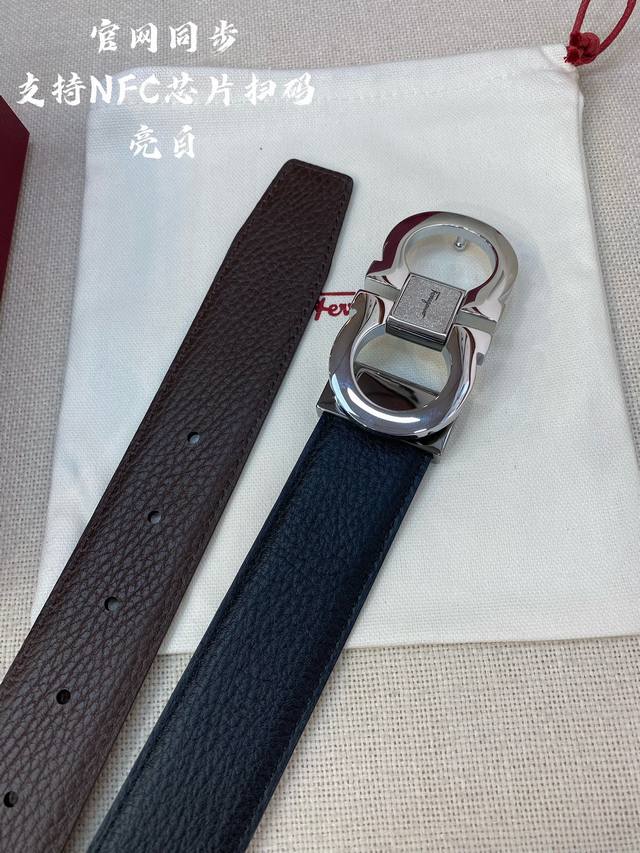 nfc-F3.5Cm High-end custom men's belt, double-sided imported cowhide, you can ch