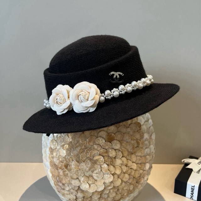 Chanel Chanel autumn and winter new wool hat, flat top hat, 100% wool% fabric, h