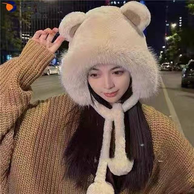 Lv Louis Vuitton Autumn and Winter Plush Earmuffs Hat Women's Internet Celebrity