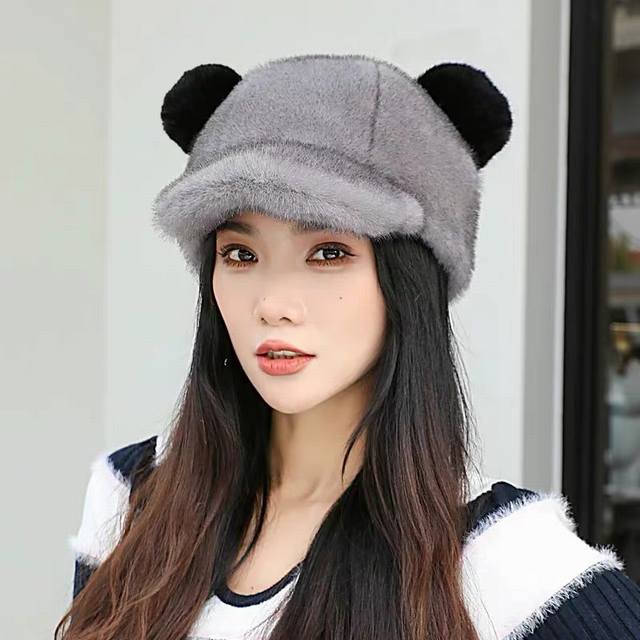 Moncler trendy brand Moncler imitation mink plush cap for women autumn and winte