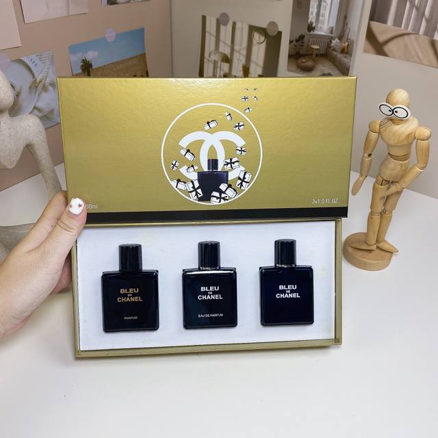 Original quality Chanel Azure medium sample three-piece set 30Ml*3, with spray n