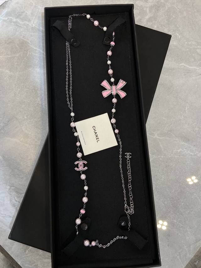 Xm0490 25B Double-Layer Bow Sweater Chain Adjustable Length New Autumn/Winter Co