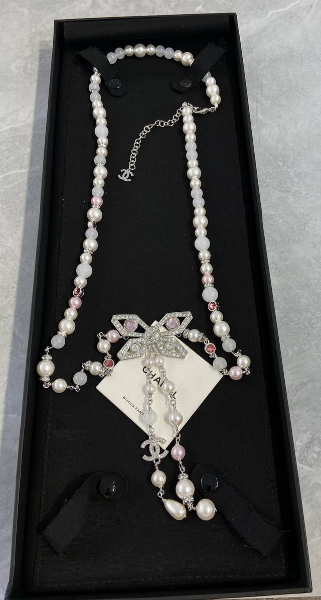 Xm965 Ch Nel butterfly full diamond pearl water drop sweater chain 25A high-end