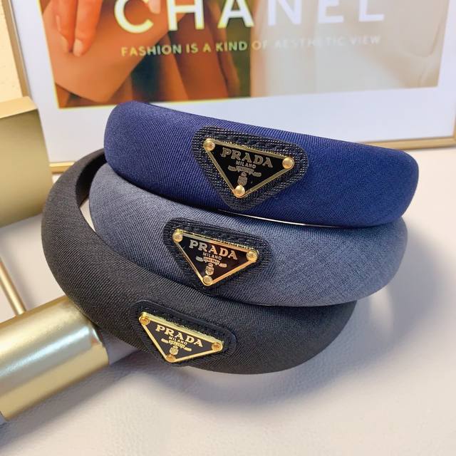 prada Prada prada headband Triangle brand light luxury style headband temperamen