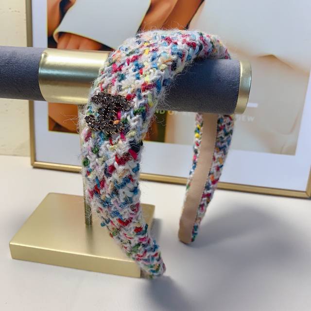 chanel Xiaoxiang Chanel headband colorful wool full diamond logo light luxury st
