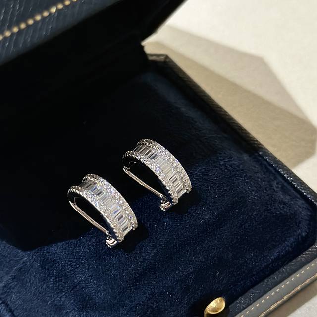 A2 Chaumet Classic Diamond Earrings, Precision Top Grade, S925 Sterling Silver,