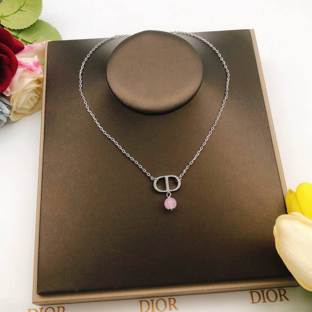 No. Dxl0224 Dio* latest pink pearl necklace consistent Zp brass material