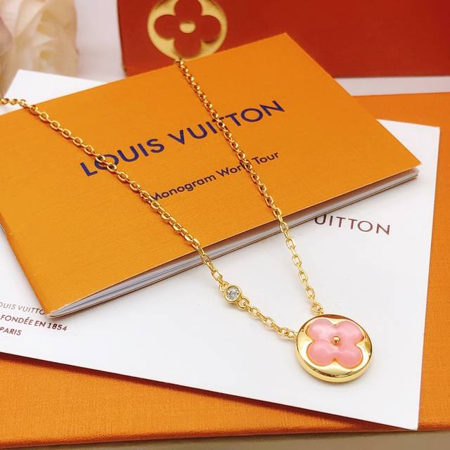 No. Lxl0050 Lv* Latest pink flower necklace consistent Zp brass material