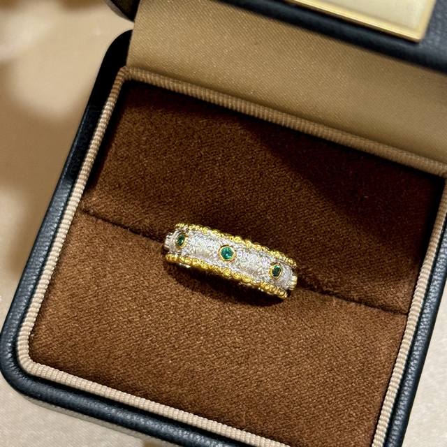 A5604 Sterling silver Butcher-style retro palace-style emerald diamond brushed r