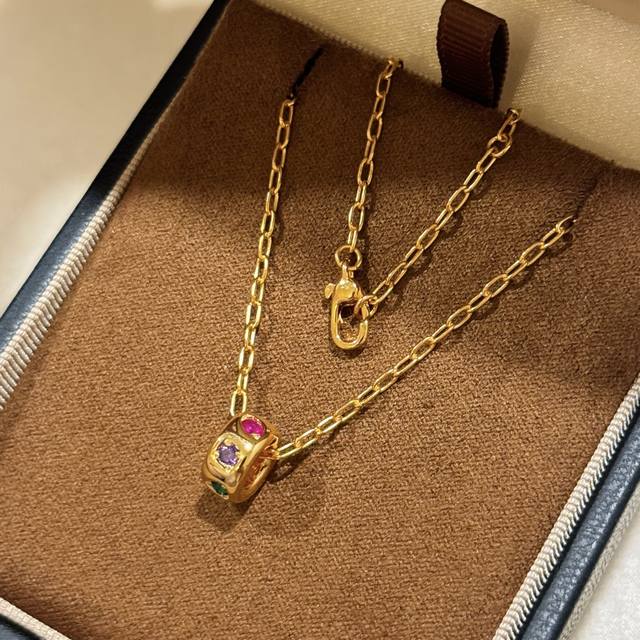 A6735 Dopamine Summer Rainbow Candy Passepartout Necklace Irregular Shaped Diamo