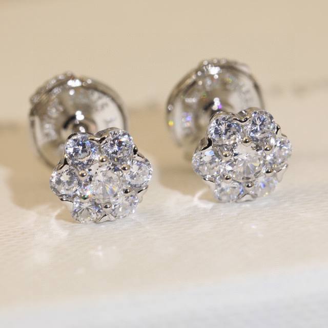Sterling silver flower earrings Vca flower earrings S925 sterling silver with l