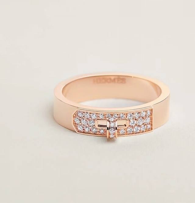Hermes ring belt buckle Kelly ring half diamond ring sub-gold electroplated 18K