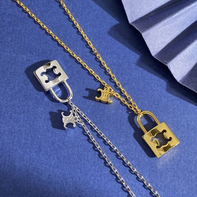 sl92 Celine Korean fashion temperament Arc de Triomphe hollow lock pendant neckl