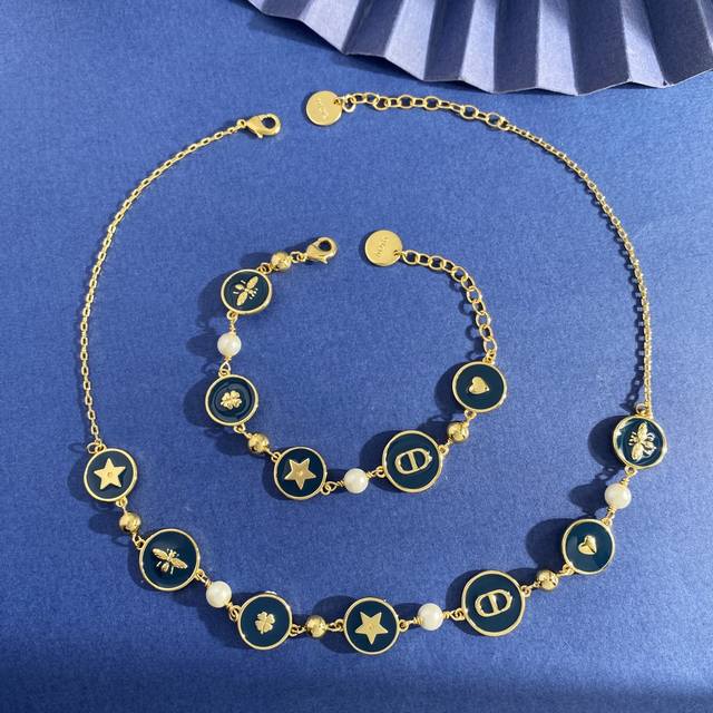 Bracelet Da92 Necklace Da92 Dior Dior new high-end fashion oil drop navy blue d