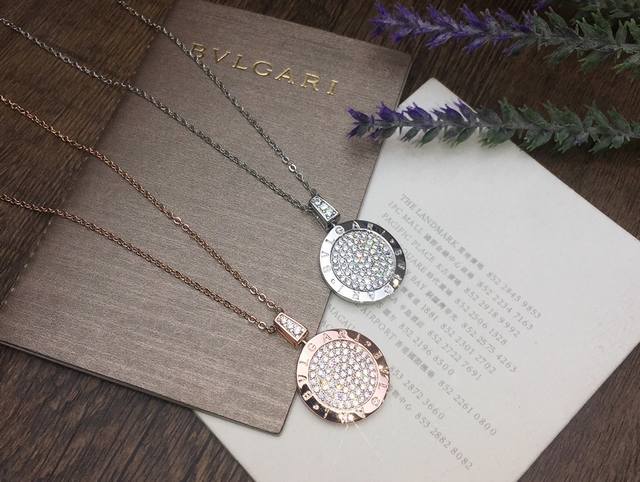 Bvlgari Bulgari full diamond round necklace original 1:1 workmanship, the highes