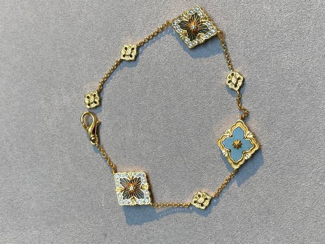 V Gold Material Seiko Buccellati Turquoise Opera House Three Flower Bracelet