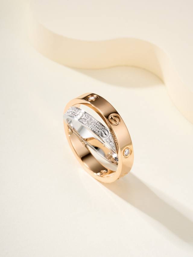 Love double cross ring size 6789, unique design, classic Love pattern combinati