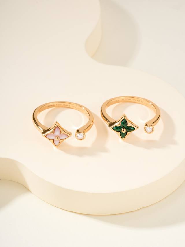 batch of malachite. Pink Color Blossom ring size 5678. The cutout design is per