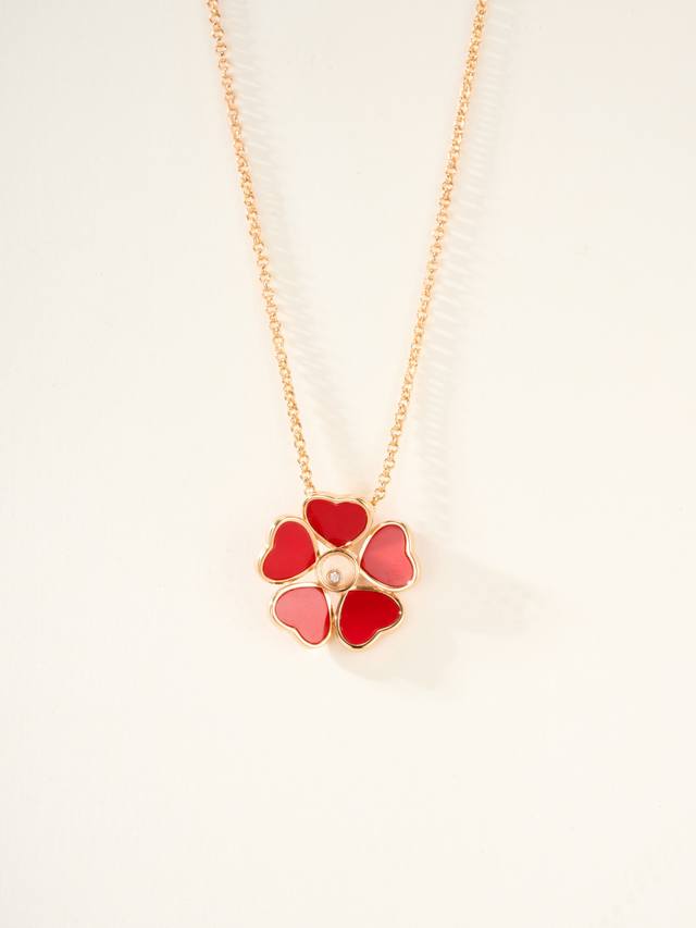 Chopard's Hearts and Flowers necklace features Chopard's signature heart shape,