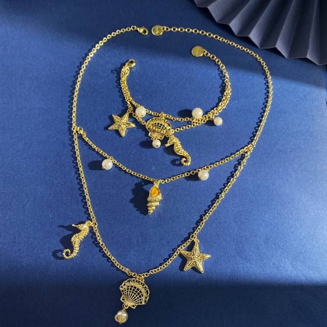 Bracelet Da92 Necklace Da92 Dior Dior summer fashion new ocean theme seahorse s