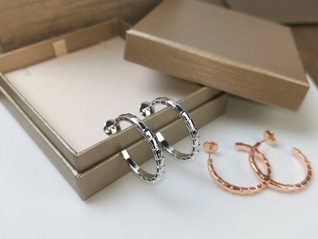 Earrings. Flying saucer ear plugs. Bvlgari Ser Enti Vi Er snake bone earrings.