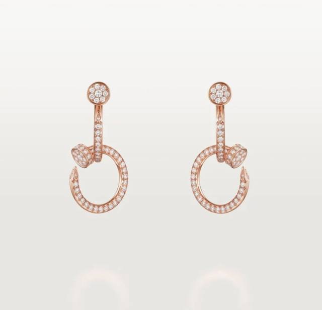 Cartier earrings, nail earrings, Cartier gold and silver needle material, exquis