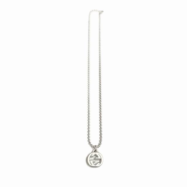 Gucci Interlocking silver round bead necklace Electroplated silver brand logo de