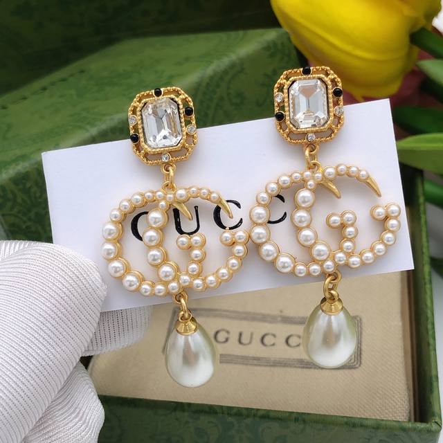 No. Ged0080 Gucc I Gucci new crystal square diamond flow Sumi pearl dripping pe