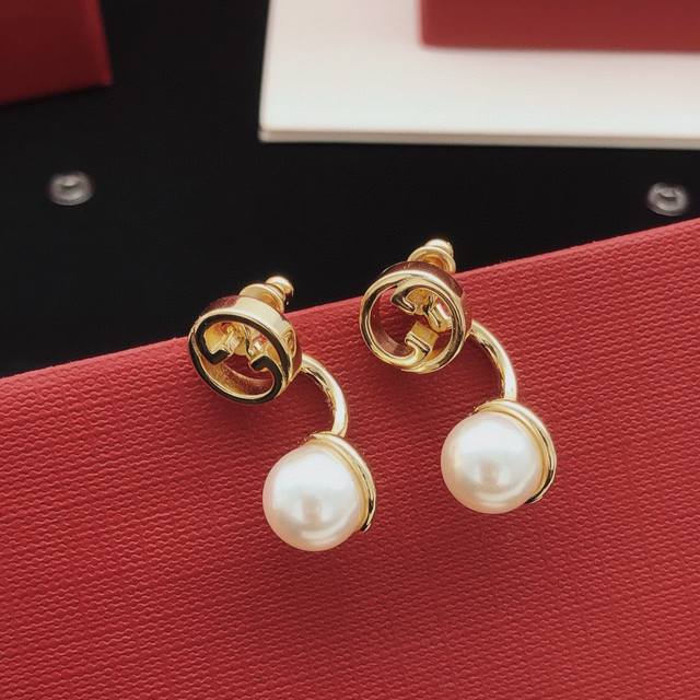 No. Ged0251 Gg pearl rhinestone ear hook earrings