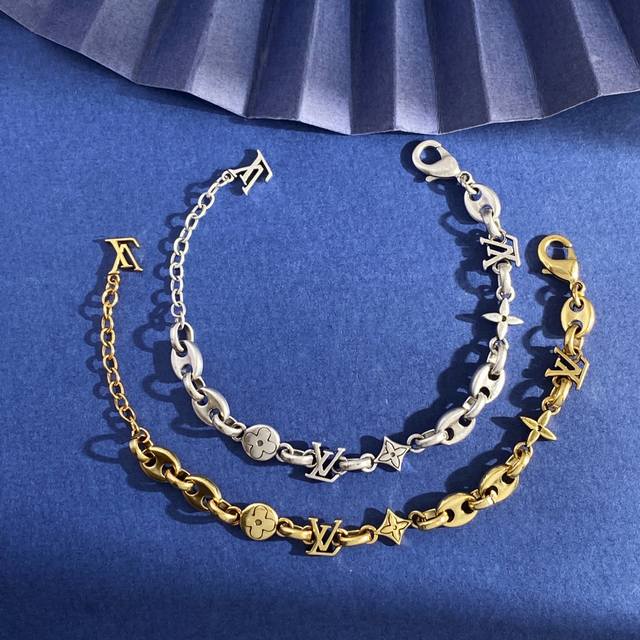 Bracelet Lv Louis Vuitton new unisex retro design glossy Lv letter pig nose rou