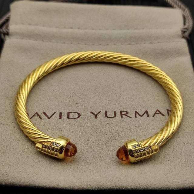 David Yurman gold 5mm 5-row champagne diamond bracelet. Champagne diamonds, reco