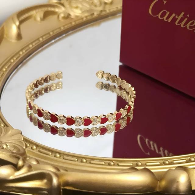 Cartier diamond-studded open heart bracelet. This high-end custom version featur